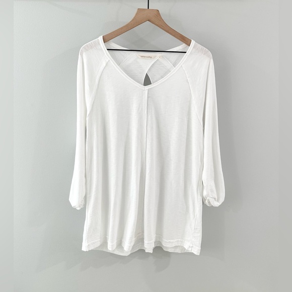 Soft Surroundings 3/4 Sleeve Back Cutout Knit Tunic White Size Large - Picture 1 of 5